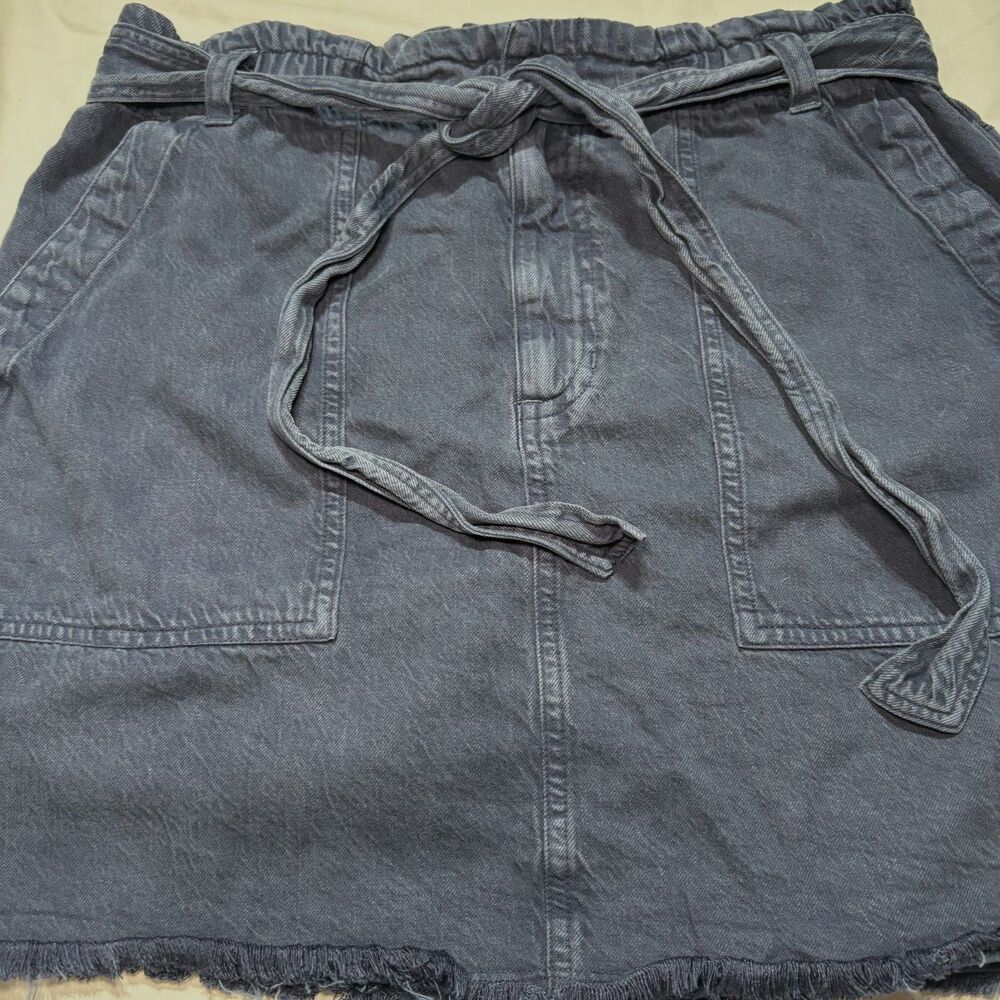 Cloth & Stone Anthropologie Tencel Paperbag Waist Denim Mini Skirt Womens S - Picture 4 of 8